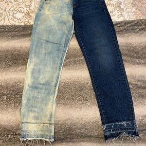 Two tone denim jeans